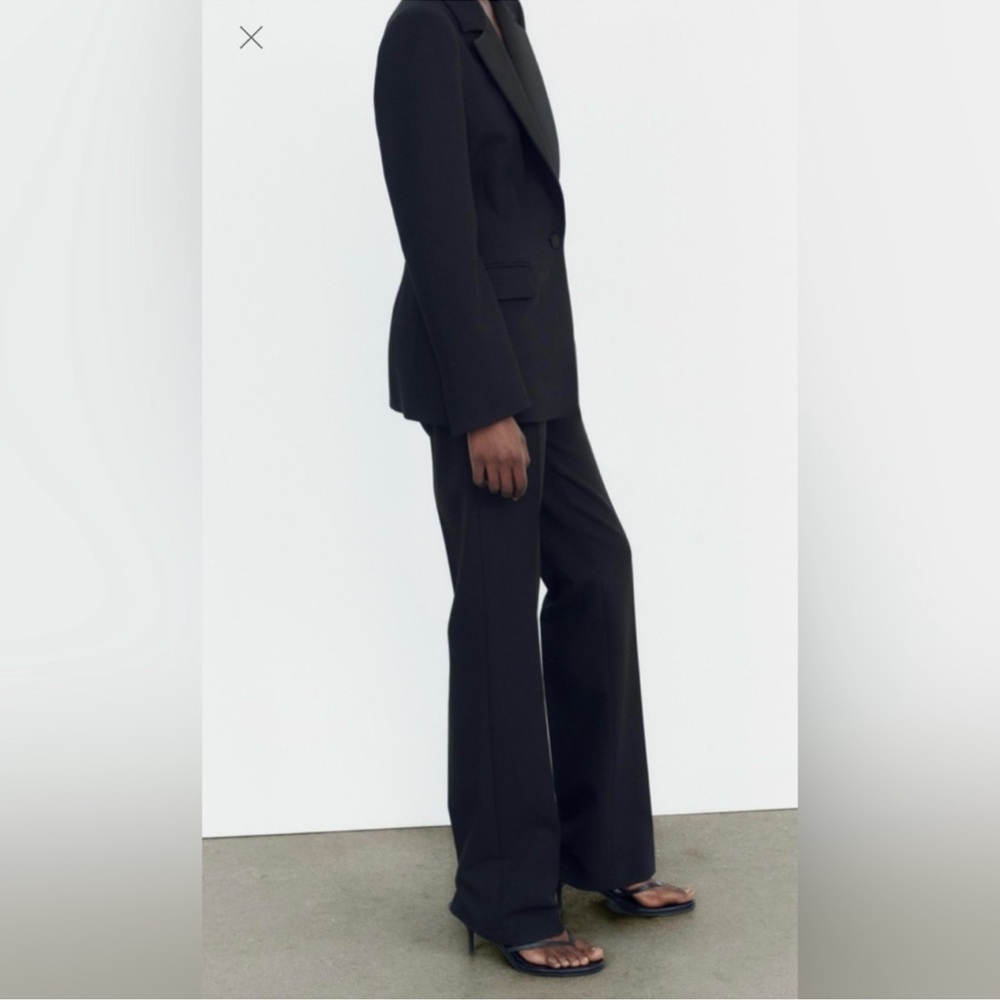 CONTRASTING SATIN EFFECT WAIST DETAIL PANTSBLACK 0/2290/507/800 - Picture 3 of 5